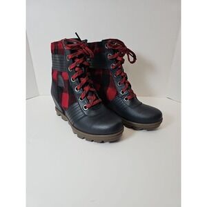 SOREL Joan of Arctic‎ Black Wedge III Lexie Lace-Up Bootie Womens Size 4